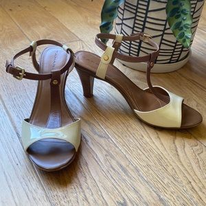 Tahari nude and cream sandal heels.  EUC.  Size 8 M.
